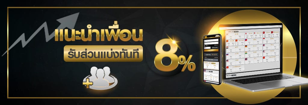 แนะนำเพื่อนรับส่วนแบ่ง 8%